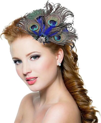 Peacock Feather Headband Fascinators Vintage Headpiece Headdress For Costume Tea Party Hat Bridal Wedding Cocktail in Saudi Arabia