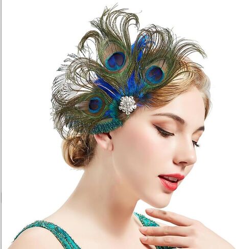 Peacock Feather Headband Fascinators Vintage Headpiece Headdress For Costume Tea Party Hat Bridal Wedding Cocktail in Saudi Arabia