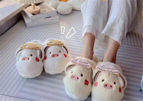Women slippers Pig slippers Cow slippers Animal Slippers Soft Plush Winter Warm House Shoes cotton slippers in Saudi Arabia