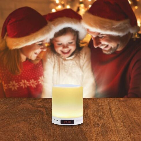 مصباح طاولة بجانب السرير ومصباح مكتب AVLT - ضوء ليلي بمستشعر يعمل باللمس - مكبر صوت بلوتوث لاسلكي محمول - مؤقت نوم للموسيقى والضوء - وقت تشغيل ممتد 12 ساعة - ساعة منبه - أبيض in Kuwait