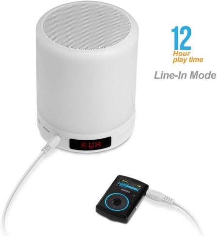 مصباح طاولة بجانب السرير ومصباح مكتب AVLT - ضوء ليلي بمستشعر يعمل باللمس - مكبر صوت بلوتوث لاسلكي محمول - مؤقت نوم للموسيقى والضوء - وقت تشغيل ممتد 12 ساعة - ساعة منبه - أبيض in Kuwait