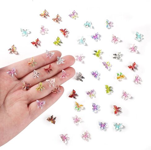 50pcs Mini Butterflies for Crafts, Miniature Tiny Dollhouse Butterflies Colorful Micro Resin Butterflies Nail Charms Landscaping Decorations for Garden Dollhouse Fairy House(Style B) in Saudi Arabia