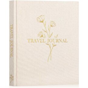 Lanpn Travel Photo Journal Notebook للنساء والرجال، دفتر ذكريات السفر من الكتان مع مطالبات ومجلات الذكرى السنوية وهدايا السفر (بيج، 110 صفحة)