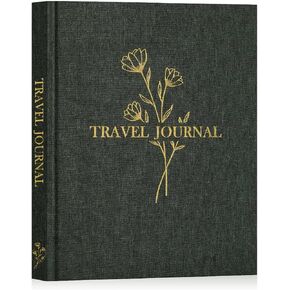 Lanpn Travel Photo Journal Notebook for Women Men, Linen Travel Log Diary Scrapbook Memory Book with Prompts, Anniversary Journals Traveling Gifts (Beige, 110 Pages)