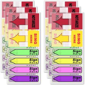 6 Pack/900pcs Sign Here & Notarize Tabs, Portable Sign Stickers Here Arrow Flag with Dispenser Colorful Notice Sticky Note for Office School Students Notebook Easy to Post
