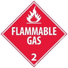 NMC DL46P FLAMMABLE GAS Placard - 10.75 in. x 10.75 in. Diamond PS Vinyl Class 2 Dot Placard Sign with White Text on Red Base