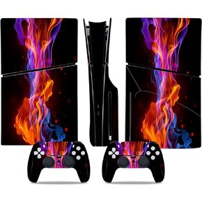 غطاء لاصق من الفينيل لإصدار القرص النحيف لجهاز PS5، ووحدة التحكم بالنار باللون الأحمر والأزرق وجلد وحدات التحكم in Kuwait