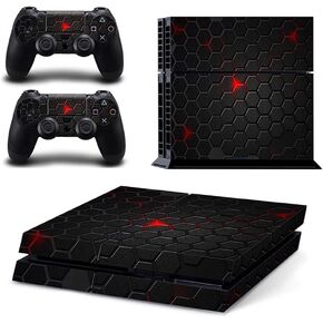Vinyl Skin for PS4 Console & Controllers Only, Sticker Decorate and Protect Equipment Surface, Black Honeycomb