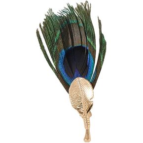 Peacock Feather Brooch Pin for Women Girls Gold Plated Fashion Artificial Blue Green Bird Animal Statement Brooches Lapel Pins Elegant Hat Bag Suit Dress Accessories Wedding Christmas Birthday Jewelry Gift Box