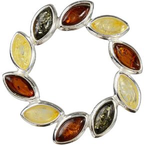 Sterling Silver and Baltic Multicolored Amber Brooch Carrie
