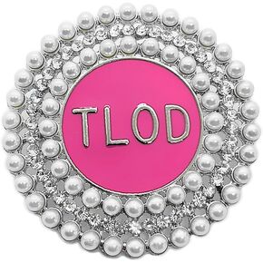 Fashion Top Ladies of Distinction society club TLOD Letter Metal with Rhinestones Jewelry round pink brooch pin