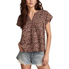 بلوزة نسائية بأكمام قصيرة مطبوعة من Lucky Brand