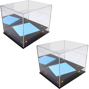 Katai - Set of 2 Crystal Clear Hat Display Cases - UV Resistant Acrylic Cap Holder Stand, Perfect for Baseball, Football or Snapback Caps - Complete with Microfibre Cloth