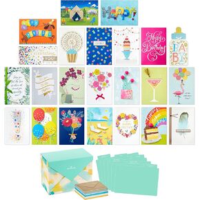 Hallmark Pack of 24 Handmade Assorted Boxed Greeting Cards, Watercolor-Birthday Cards, Baby Shower Cards, Wedding Cards, Sympathy Cards, Thinking of You Cards, Thank You Cards, Multicolor, 5EBN1002
