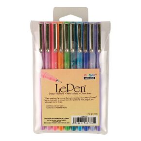 Marvy LE Pen Micro Fine Tip Pens, Assorted Bright Colors, Set of 10