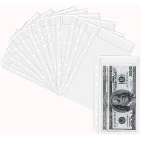 12 حزمة من جيوب غلاف PVC مقاس A6 و6 فتحات ومجلدات حافظة مقاومة للماء، وأظرف شفافة لحافظة أجهزة الكمبيوتر المحمولة ذات 6 حلقات، والمستندات، وبطاقات النقود النقدية للفواتير