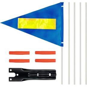Wheelchair Safety Flag, Bicycle Safety Flag, Polyester Full Color Tear Resistant Waterproof Blue with Reflective Flag, Bike Flag with Heavy Duty Fiberglass Poles for Safety 6 Feet Adjustable Height