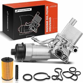 A-Premium Engine Oil Cooler and Oil Filter Housing Assembly Adapter w/Gaskets Compatible with Buick, Chevy Vehicles -1.4L Turbo - Encore, Cruze, Sonic, Trax -2011-2021 - Replaces 8817991400