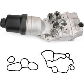 MITZONE Upgrade Aluminium Oil Cooler Filter Housing compatible with VW Jetta GTI Golf R Passat Audi A4 A3 TT TTS 2.0L Replace 06F115397K 06F115397J 06F115397H