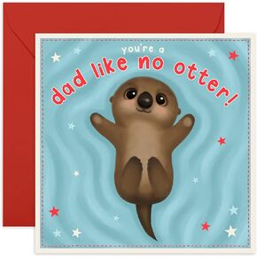 CENTRAL 23 Happy Birthday Dad Card - Dad Birthday Card from Kids - 'Dad Like No Otter' - Thank You Card for Dad - Fathers Day Card From Daughter Son Baby - Comes with Cute Stickers