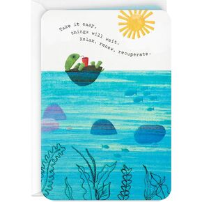 Hallmark Pack of 2 Get Well Soon, Encouragement Cards (Floating Turtle)
