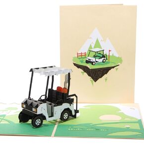 Ribbli Golf Cart Handmade 3D Pop Up Card Birthday Card Fathers Day Card, with Envelope
