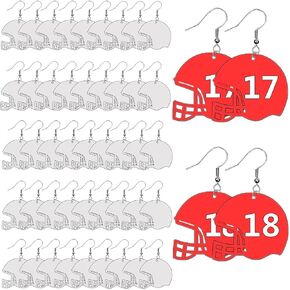 144 PCS Sublimation Earring Blanks Bulk MDF for Sublimation Football Earrings Double-Sided with Earring Hooks and Jump Rings Sublimation Earrings (Helmet)