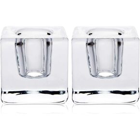 2pcs Taper Candle Holders for Candlesticks Decorative for Wedding Tabletop Window Christmas Decorations, Clear Glass Candle Holder