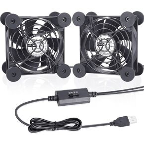 Dual 80mm 5v Powered USB Computer Fan for Receiver DVR Playstation Xbox Computer Cabinet Cooling