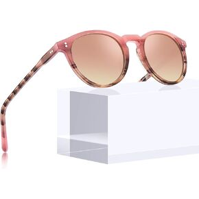 CARFIA Small Face Round Sunglasses for Women Polarized UV400 Protection Hand-crafted Acetate Frame Fashion Designer CA2302