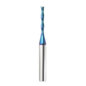 Down Cut Spiral Router Bit for CNC, 1/4 inch Shank, 1/8 inch Cutting Diameter, 2-1/2 inch Solid Carbide with Nano Blue Coating CNC Router Bits End Mill for Wood Cut