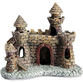 Resin Castle Fish Tank Decorations, Vintage Castle Large Aquarium Decorations for Betta Cichlid Goldfish Shrimps Hermit Crabs, Fish Tank Supplies Accessories for Freshwater and Saltwater