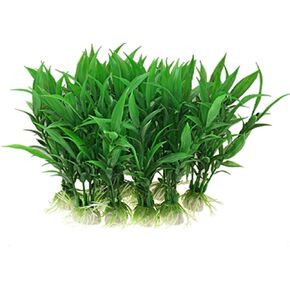 CNZ 10-Piece Green Plastic Aquarium Tank Plants Grass Decoration 4.5" Tall