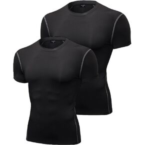 SPVISE 1/2 Pack Short Sleeve Compression Shirt Men Athletic Workout T-Shirts Running Tops Cool Dry Baselayer Gym Undershirts