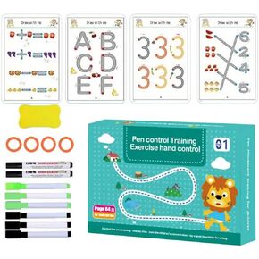 Scribble Smart Workbook - Reusable Workbooks for Kids, Little Curious Mind Scribble Smart Reusable Workbook, Workbook Handwriting Practice Tracing Books for Kids (Multicolor), TYB-01