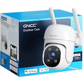 GNCC Security Camera, Cameras for Home Security, Home Security Cameras Outside, Outdoor Camera, Color Night Vision, 1080P, Motion Sensor, 2 Way Audio, Pan-Tilt, 2.4G WiFi, Plug-in, Wired, Waterproof