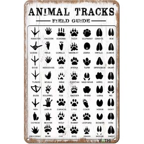 مضحك الرجعية معدن القصدير علامة الحيوان المسارات دليل الحقل مزرعة المنزل ديكور ريفي الهدايا، ديكور الغابات، ديكور الحضانة الصبي، ديكور غرفة نوم ريفي جدار الفن ديكور 8x12 بوصة in Kuwait