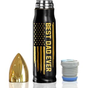 Best Bonus Dad Ever 17oz Stainless Steel Black Bullet Tumbler - Step Dad Father Day Gifts - Bonus Dad Gifts, Step Dad Gifts from Daughter Son Kids, Birthday Christmas Gifts for Step Dad