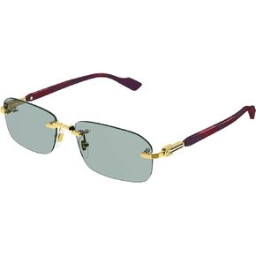 Gucci GG1221S 003 Gold/Green Rectangular Men's Sunglasses