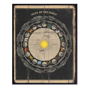 Zodiac Sign Wall Art Decor - 8x10 Astrology Poster - Cool Vintage Rustic Gift for Fortune Teller, Astronomy, Occult Fans - Astrological, Astronomical Decoration for Bedroom, Living Room, Home, Office