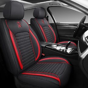 Car Seat Covers Full Set, Leather Seat Covers for Cars SUV Truck Auto, Universal Non-Slip Auto Seat Cover Waterproof (FULL SET, BLACK&PINK)
