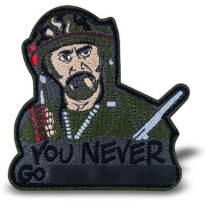 You Never go Full Embroidered Patch, Morale Patch with Hook Fastener Backing, Funny Applique Humor Patch Military for Backpacks, Vests, Helmet