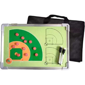 Dry Erase Coach Marker Board for Baseball, Portable Double-Sided Aluminum Alloy Tactical Clipboard Softball Coaching Strategy Board with Magnetic Markers, Pen, Eraser and Storage Bag