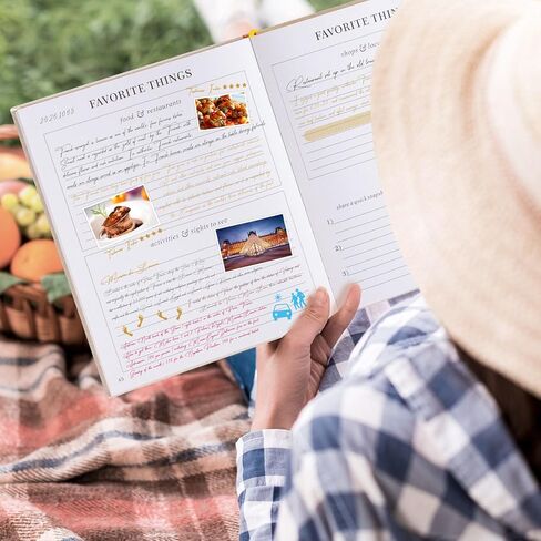 Lanpn Travel Photo Journal Notebook للنساء والرجال، دفتر ذكريات السفر من الكتان مع مطالبات ومجلات الذكرى السنوية وهدايا السفر (بيج، 110 صفحة) in Kuwait