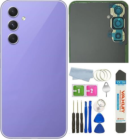 Galaxy A54 Back Cover Glass Replacement for Samsung Galaxy A54 5G Back Cover Glass with Pre-Installed Tape and Camera Lens +Tools (Awesome Black) in Saudi Arabia