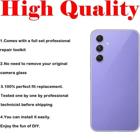 Galaxy A54 Back Cover Glass Replacement for Samsung Galaxy A54 5G Back Cover Glass with Pre-Installed Tape and Camera Lens +Tools (Awesome Black) in Saudi Arabia