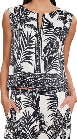 Velvet by Graham & Spencer Women's Neva Palm Print Top in Saudi Arabia