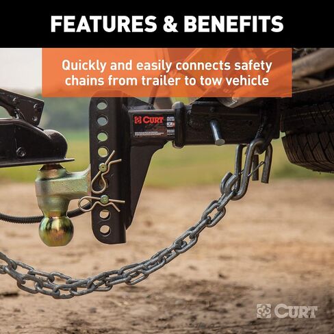 CURT 81840 13/32-Inch Certified Trailer Safety Chain S-Hook with Latch, 3,500 lbs, CLEAR ZINC in Saudi Arabia