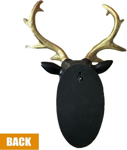 changqing Deer Head Wall Decor Frosting Black Faux Resin Animal Head with Gold Antlers for Wall Mount Decoration Christmas Decoration Christmas Gift, Size 10" x 5" x 12" in Saudi Arabia