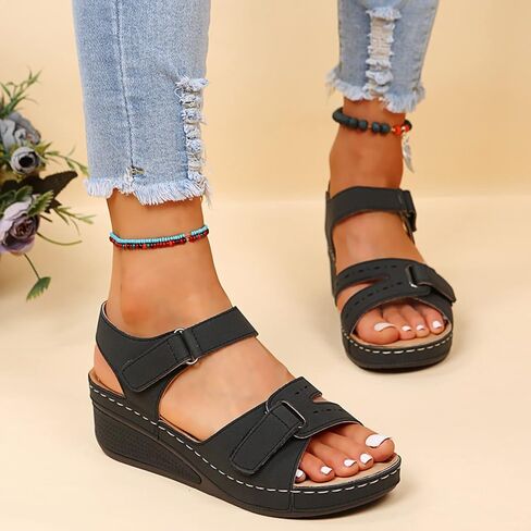 Women's Comfortable Low Heel Sandals,Sandals with Adjustable Straps and Arch Support,Casual Roman Style Walking Sandals. in Kuwait